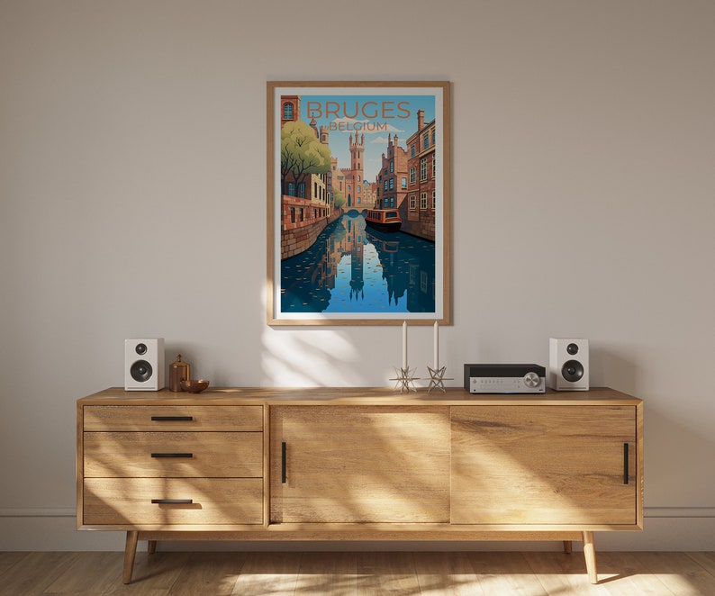 Bruges Travel Poster, Belgium Wall Art, Belgium Print, Bruges Poster, Europe Poster, City Poster, Bruges Art