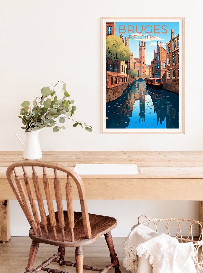 Bruges Travel Poster, Belgium Wall Art, Belgium Print, Bruges Poster, Europe Poster, City Poster, Bruges Art