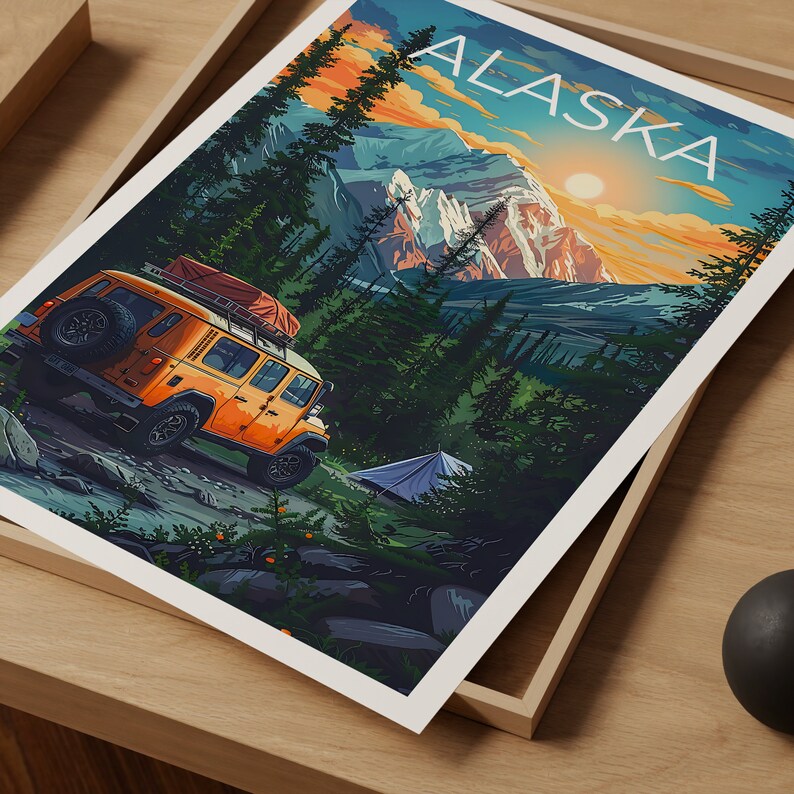 Alaska Poster, Alaska Print, Mountain Poster, Mountain Print, Alaska Travel Poster, Alaskan Wilderness Art, Alaska Art
