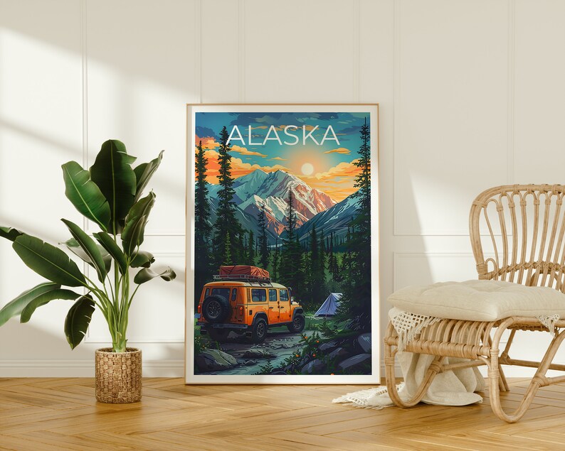 Alaska Poster, Alaska Print, Mountain Poster, Mountain Print, Alaska Travel Poster, Alaskan Wilderness Art, Alaska Art