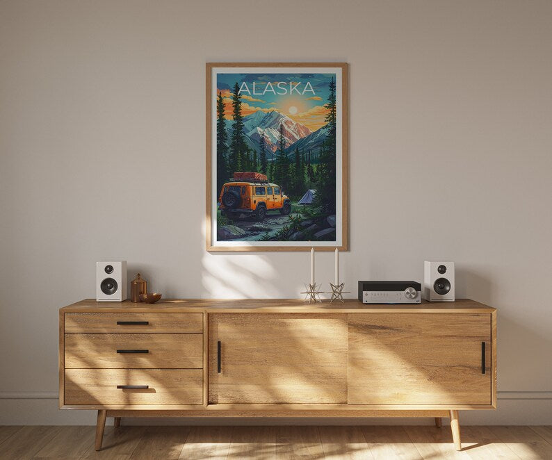 Alaska Poster, Alaska Print, Mountain Poster, Mountain Print, Alaska Travel Poster, Alaskan Wilderness Art, Alaska Art