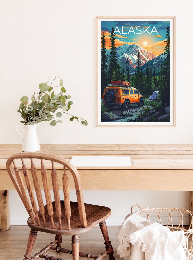 Alaska Poster, Alaska Print, Mountain Poster, Mountain Print, Alaska Travel Poster, Alaskan Wilderness Art, Alaska Art