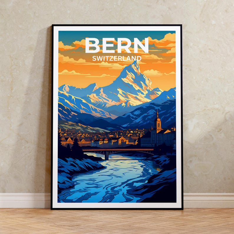Bern Travel Poster, Switzerland Wall Art, Switzerland Print, Bern Poster, Switzerland Poster, City Poster, Europe Poster, Bern Art