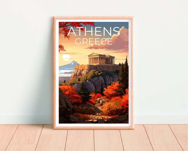 Athens Travel Poster, Parthenon Wall Art, Parthenon Print, Athens Poster, Acropolis Poster, Parthenon Poster