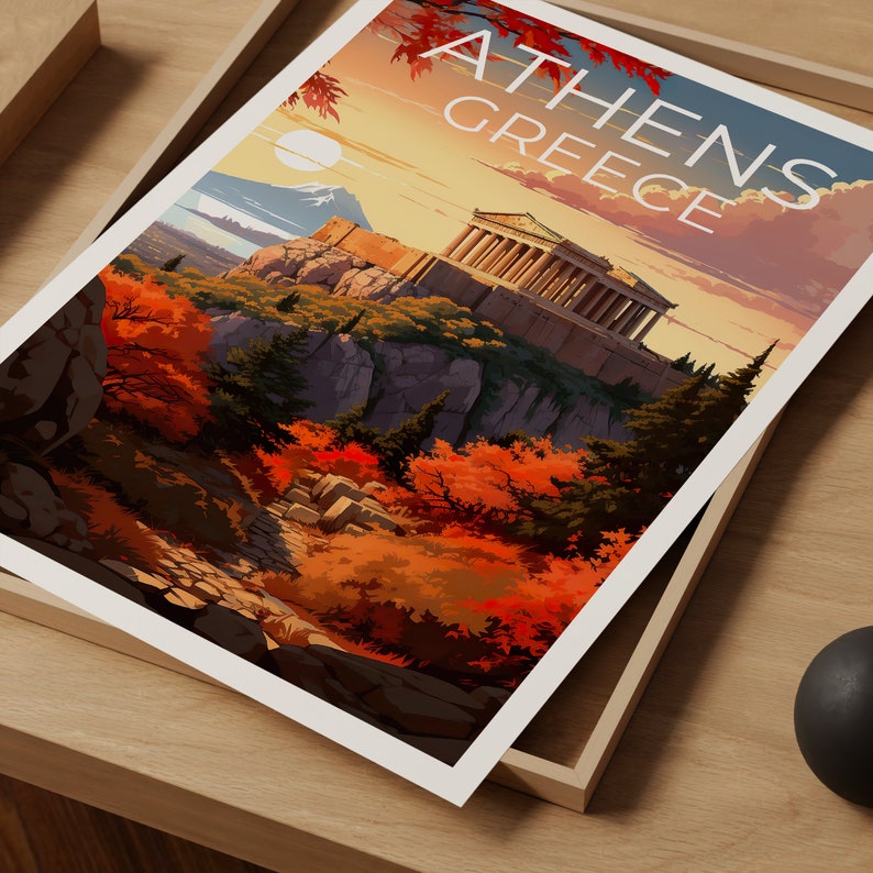 Athens Travel Poster, Parthenon Wall Art, Parthenon Print, Athens Poster, Acropolis Poster, Parthenon Poster