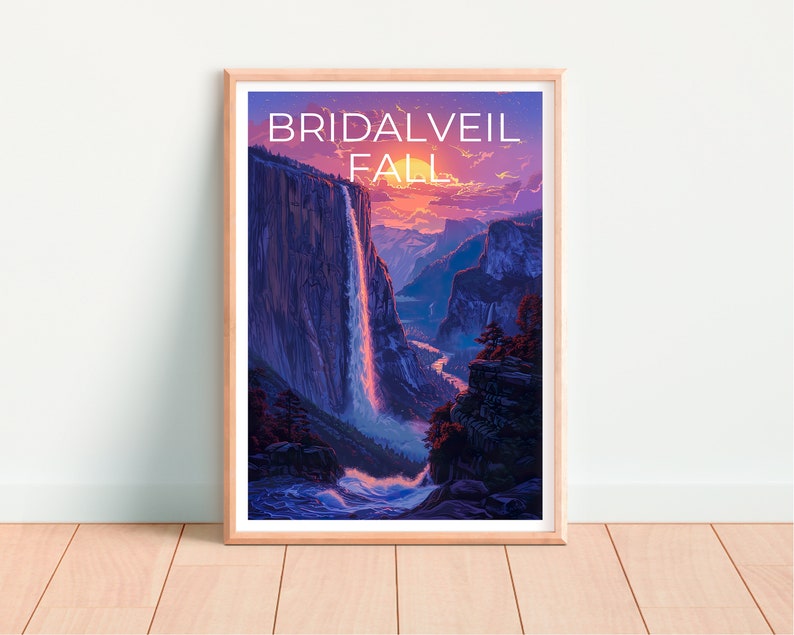 Affiche Bridalveil Fall, Impression Bridalveil Fall, Art Yosemite, Impression Yosemite, Affiche de voyage Bridalveil, Affiche Yosemite