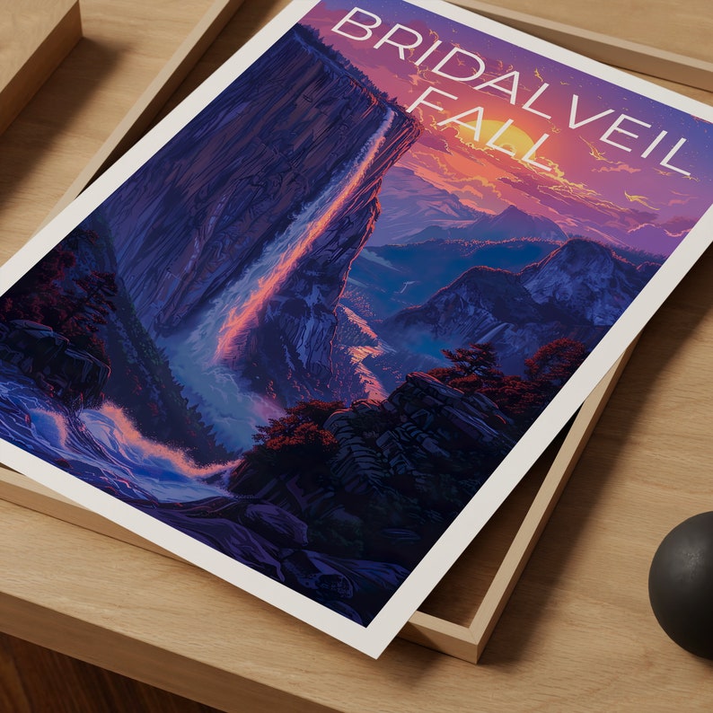 Affiche Bridalveil Fall, Impression Bridalveil Fall, Art Yosemite, Impression Yosemite, Affiche de voyage Bridalveil, Affiche Yosemite
