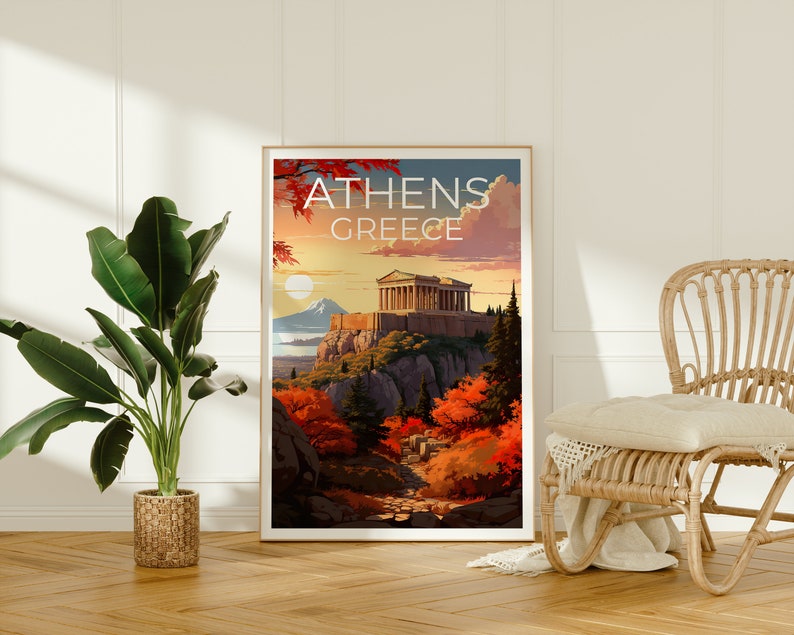 Athens Travel Poster, Parthenon Wall Art, Parthenon Print, Athens Poster, Acropolis Poster, Parthenon Poster