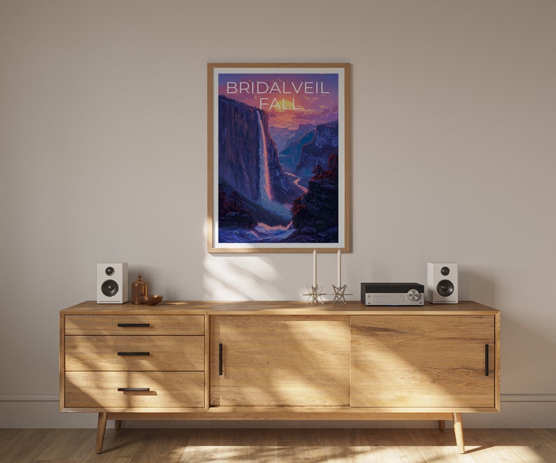 Affiche Bridalveil Fall, Impression Bridalveil Fall, Art Yosemite, Impression Yosemite, Affiche de voyage Bridalveil, Affiche Yosemite