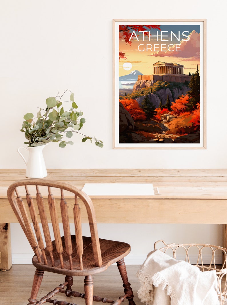 Athens Travel Poster, Parthenon Wall Art, Parthenon Print, Athens Poster, Acropolis Poster, Parthenon Poster