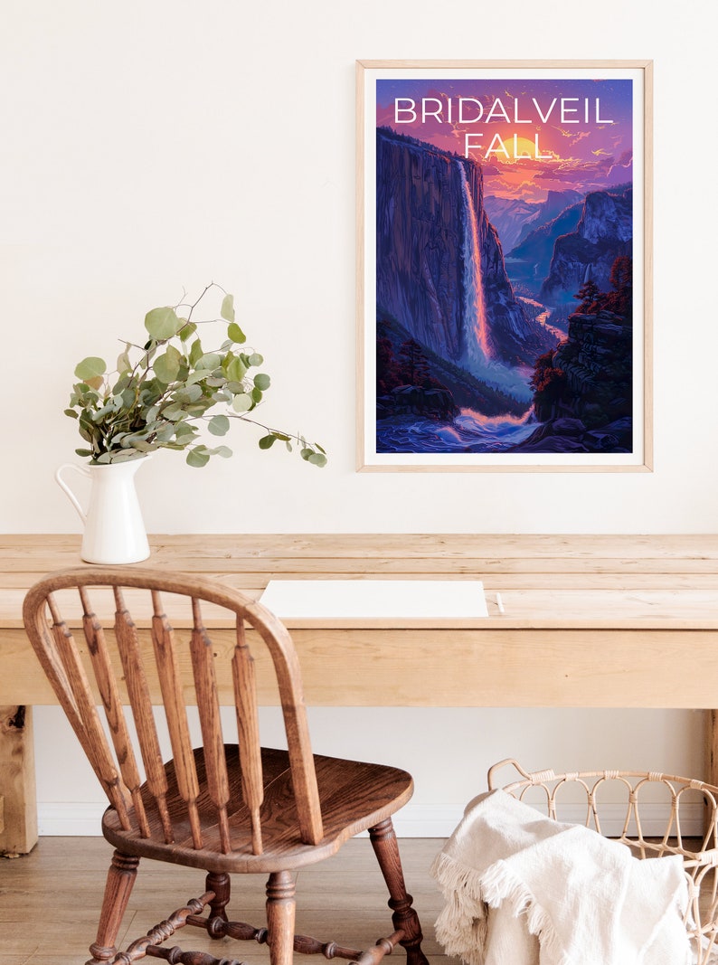 Affiche Bridalveil Fall, Impression Bridalveil Fall, Art Yosemite, Impression Yosemite, Affiche de voyage Bridalveil, Affiche Yosemite