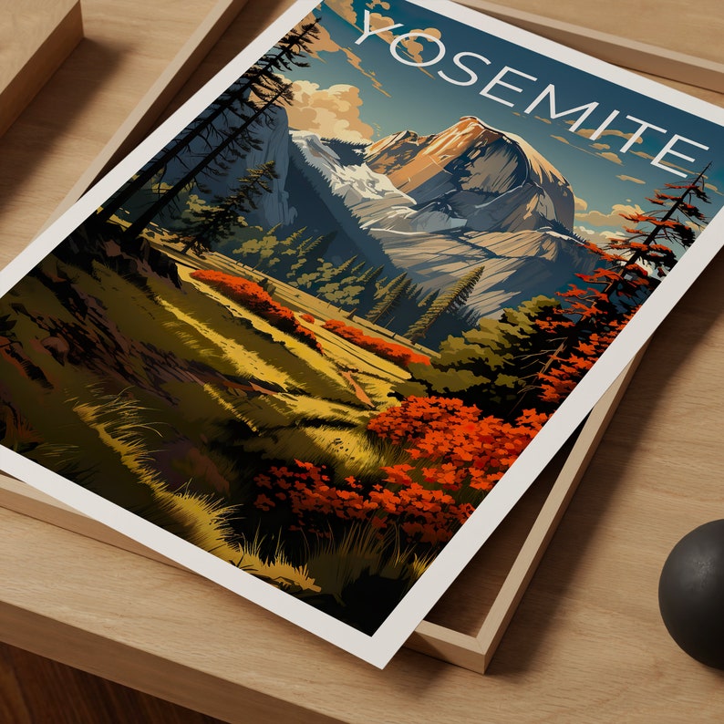 Yosemite Travel Poster, Half Dome Wall Art, Half Dome Print, Yosemite Poster, Half Dome Poster, Yosemite Print, Yosemite Art