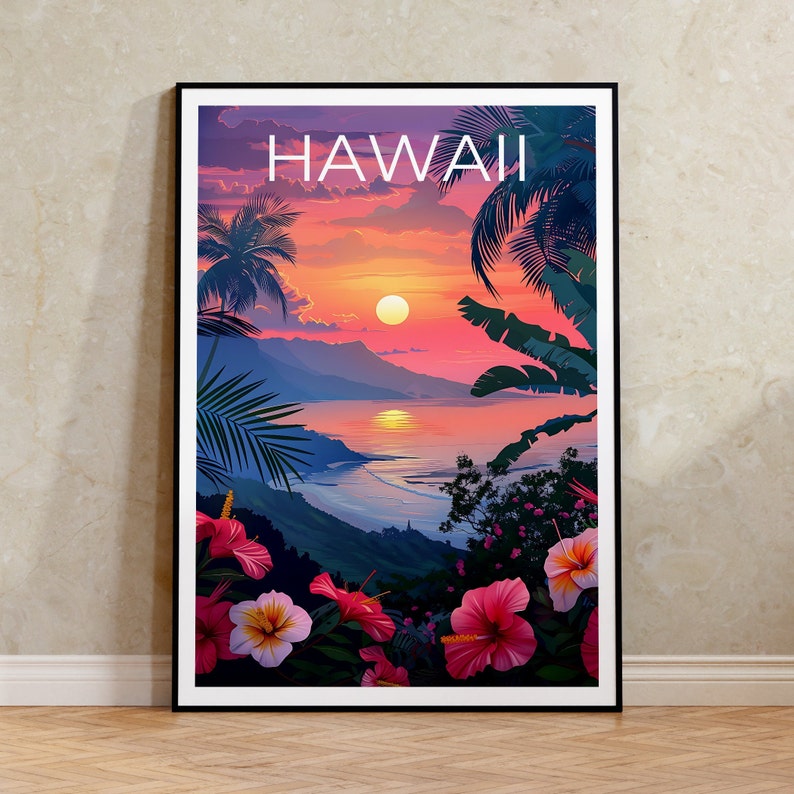 Hawaii Poster, Hawaii Print, Tropical Island Poster, Island Print, Hawaii Travel Poster, Hiking Poster, Hawaii Art