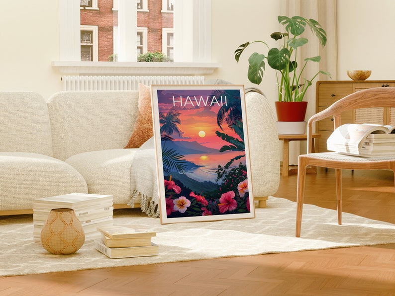 Hawaii Poster, Hawaii Print, Tropical Island Poster, Island Print, Hawaii Travel Poster, Hiking Poster, Hawaii Art