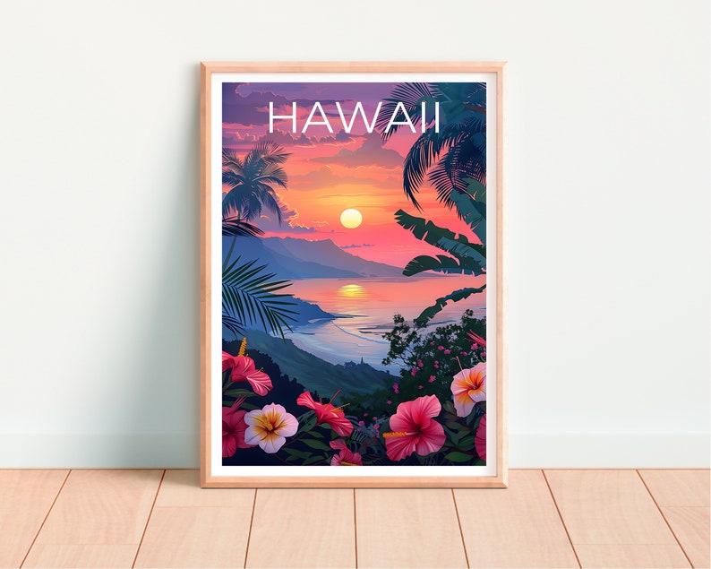 Hawaii Poster, Hawaii Print, Tropical Island Poster, Island Print, Hawaii Travel Poster, Hiking Poster, Hawaii Art
