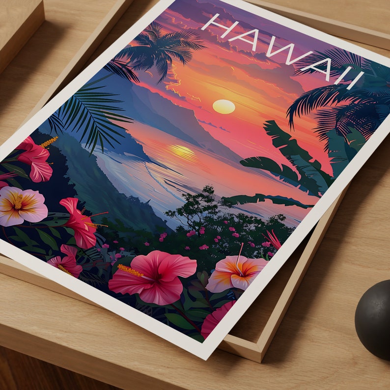 Hawaii Poster, Hawaii Print, Tropical Island Poster, Island Print, Hawaii Travel Poster, Hiking Poster, Hawaii Art