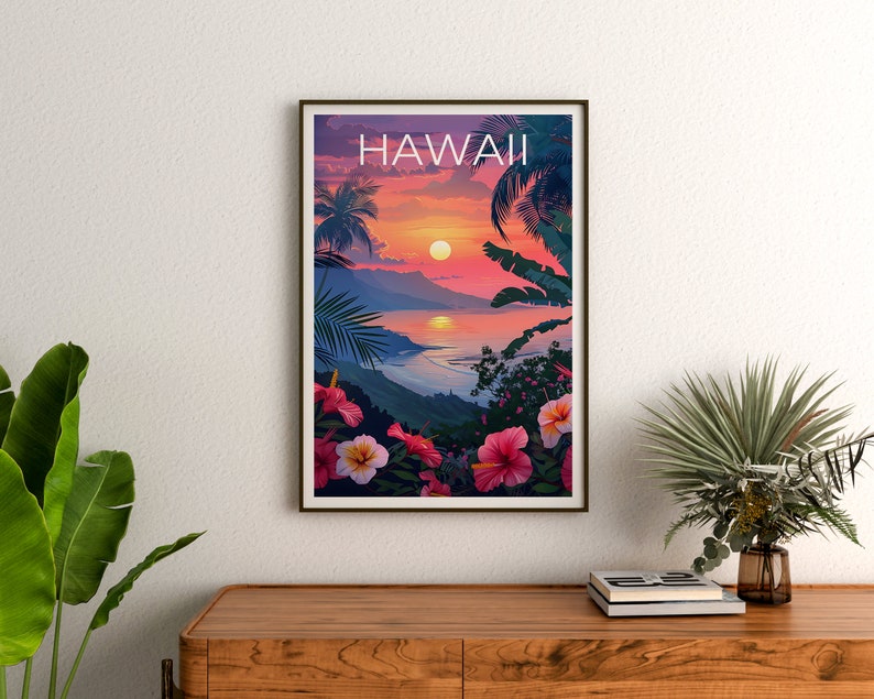 Hawaii Poster, Hawaii Print, Tropical Island Poster, Island Print, Hawaii Travel Poster, Hiking Poster, Hawaii Art