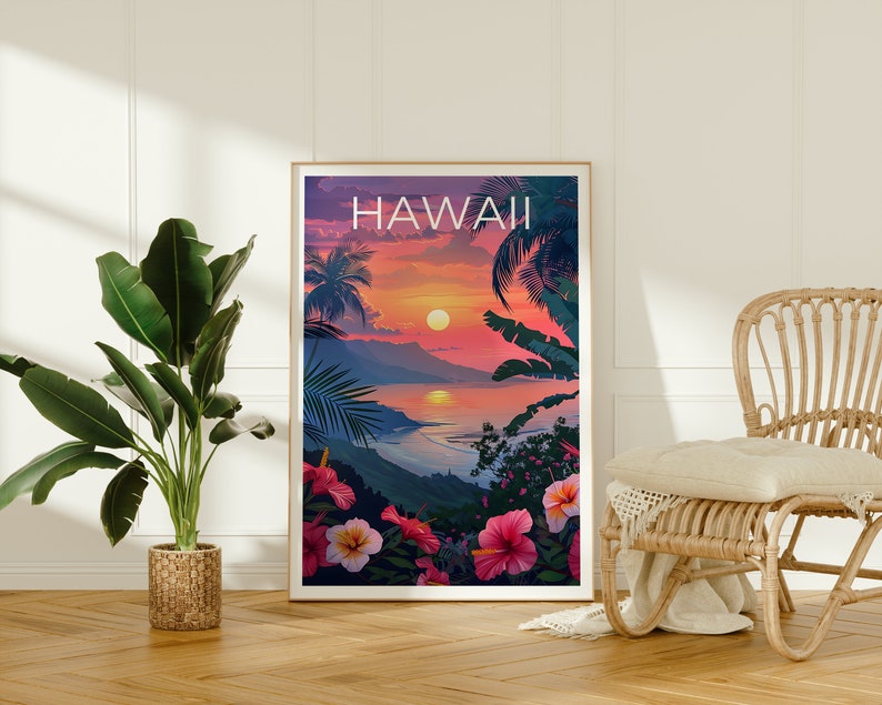 Hawaii Poster, Hawaii Print, Tropical Island Poster, Island Print, Hawaii Travel Poster, Hiking Poster, Hawaii Art