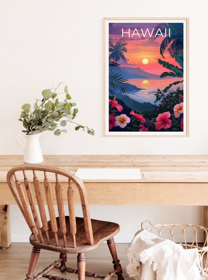 Hawaii Poster, Hawaii Print, Tropical Island Poster, Island Print, Hawaii Travel Poster, Hiking Poster, Hawaii Art