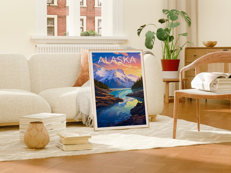 Alaska Travel Poster, Mountain Wall Art, Mountain Print, Alaska Poster, Mountain Poster, Alaska Print, Alaska Art