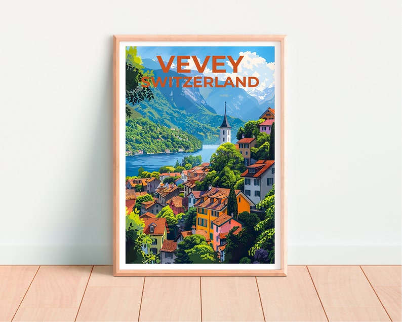 Vevey Poster, Vevey Print, Switzerland Poster, Switzerland Print, Vevey Travel Poster, Switzerland Art, Vevey Art