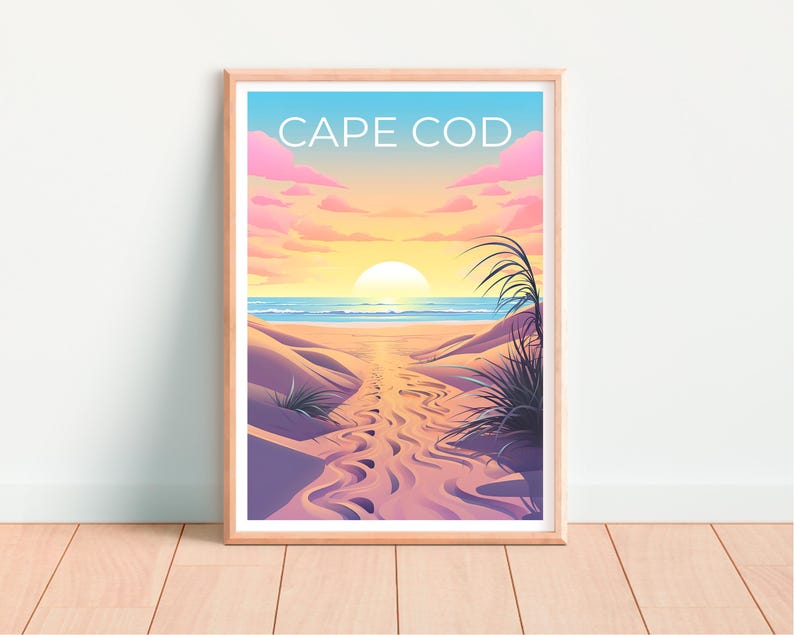 Cape Cod Poster, Massachusetts Cape Cod Print, Beach Art, Massachusetts Print, Beach Poster, Cape Cod Gift, Vacation Print