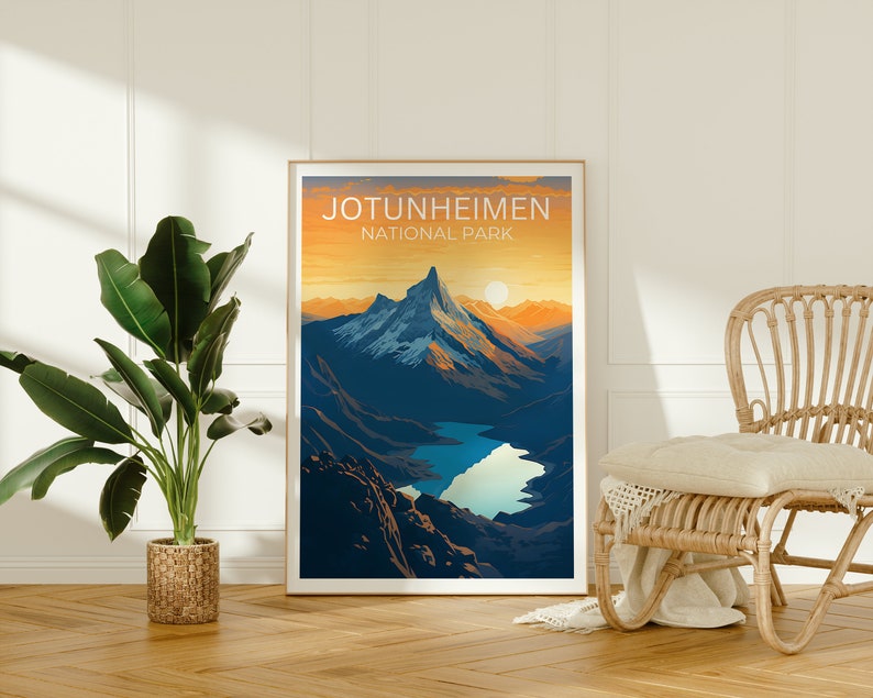 Affiche de voyage Jotunheimen, art mural de Norvège, impression de Norvège, affiche Jotunheimen, affiche de Norvège, affiche de montagne, art Jotunheimen
