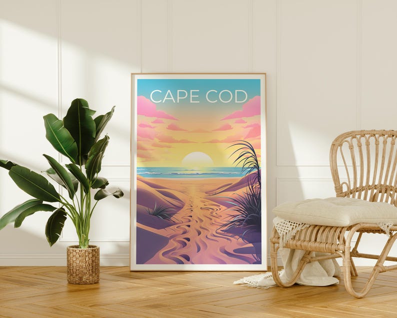 Cape Cod Poster, Massachusetts Cape Cod Print, Beach Art, Massachusetts Print, Beach Poster, Cape Cod Gift, Vacation Print