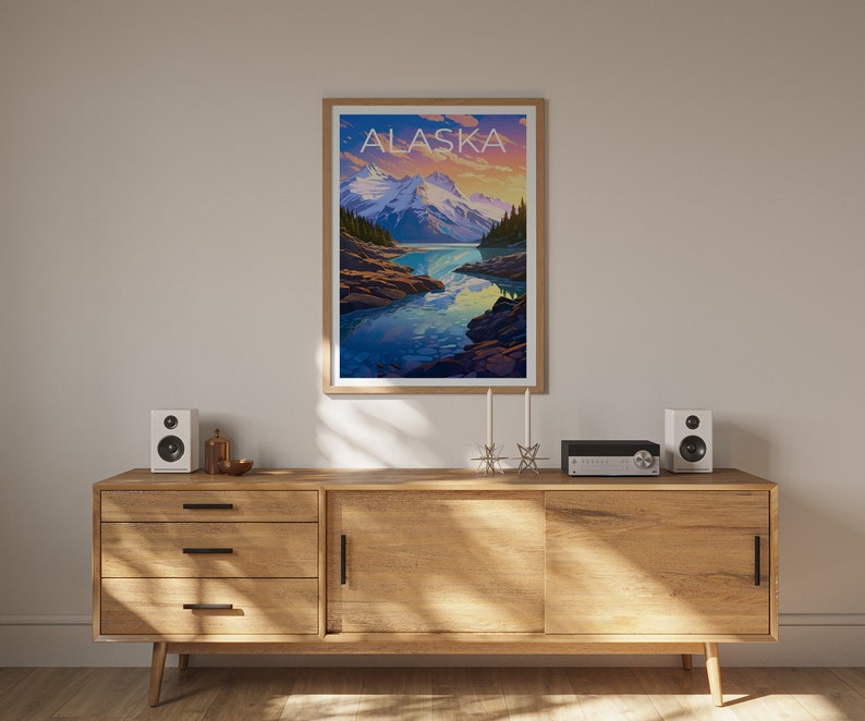 Alaska Travel Poster, Mountain Wall Art, Mountain Print, Alaska Poster, Mountain Poster, Alaska Print, Alaska Art