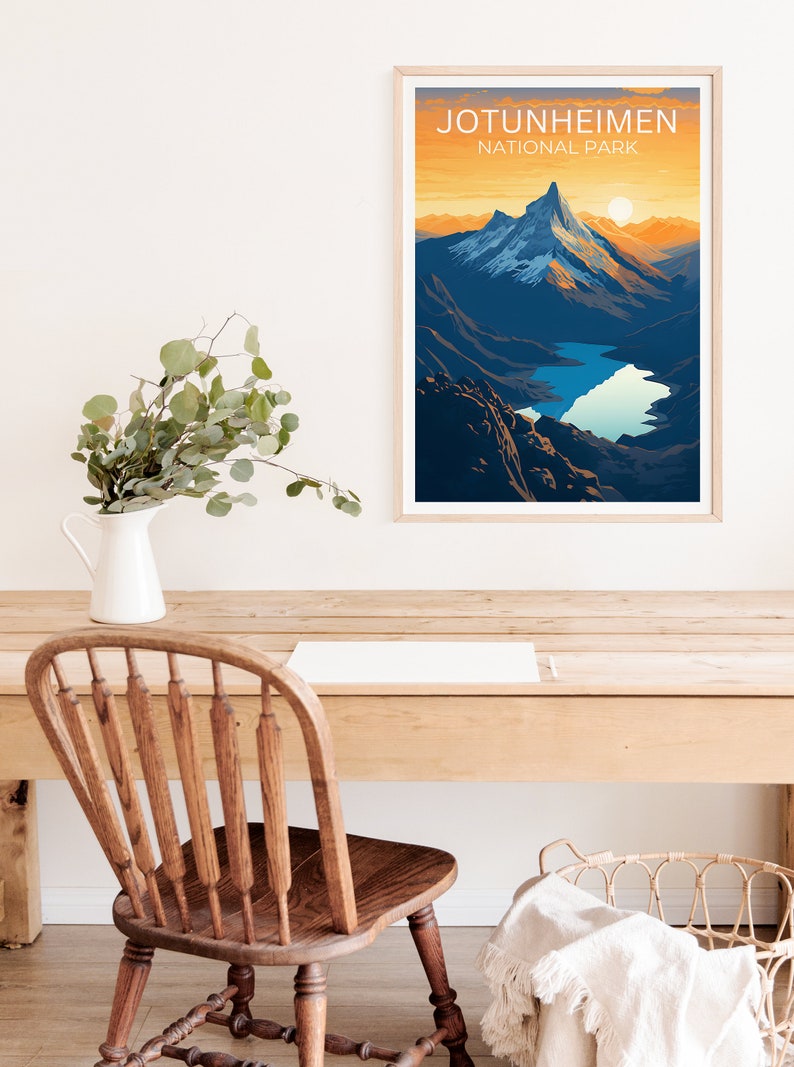 Affiche de voyage Jotunheimen, art mural de Norvège, impression de Norvège, affiche Jotunheimen, affiche de Norvège, affiche de montagne, art Jotunheimen