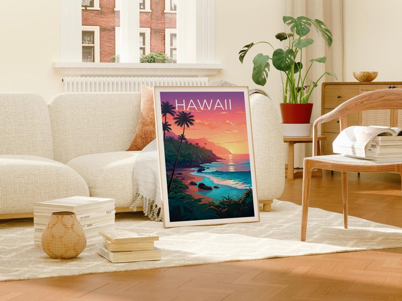 Hawaii Poster, Beach Print, Hawaii Art, Kauai Print, Hawaii Beach Poster, Hawaii Gift, Travel Gift