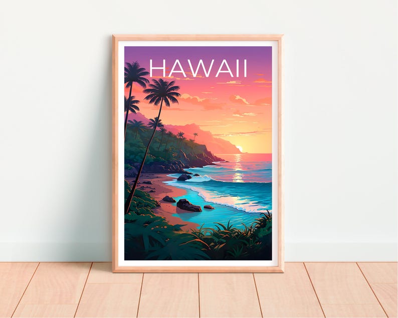 Hawaii Poster, Beach Print, Hawaii Art, Kauai Print, Hawaii Beach Poster, Hawaii Gift, Travel Gift