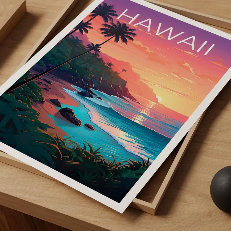 Hawaii Poster, Beach Print, Hawaii Art, Kauai Print, Hawaii Beach Poster, Hawaii Gift, Travel Gift
