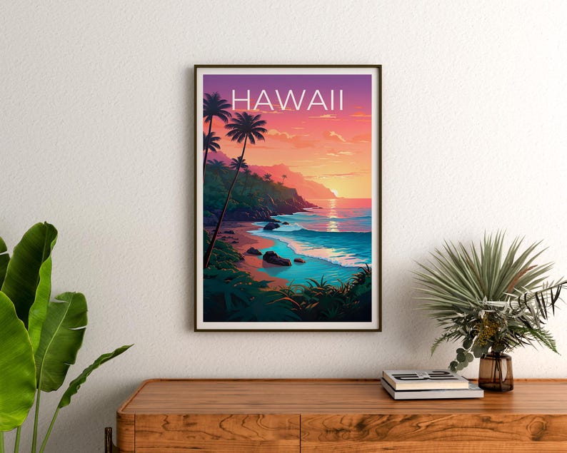 Hawaii Poster, Beach Print, Hawaii Art, Kauai Print, Hawaii Beach Poster, Hawaii Gift, Travel Gift