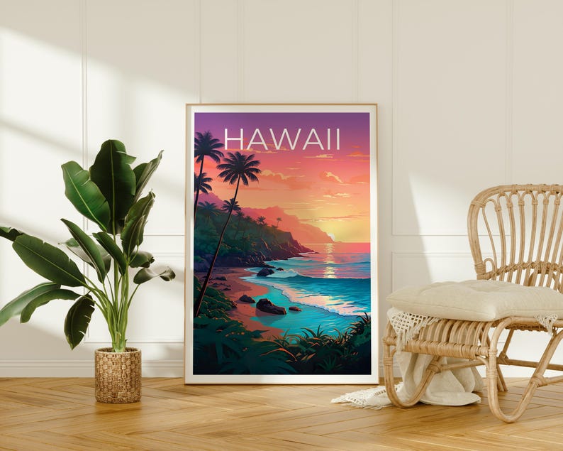 Hawaii Poster, Beach Print, Hawaii Art, Kauai Print, Hawaii Beach Poster, Hawaii Gift, Travel Gift
