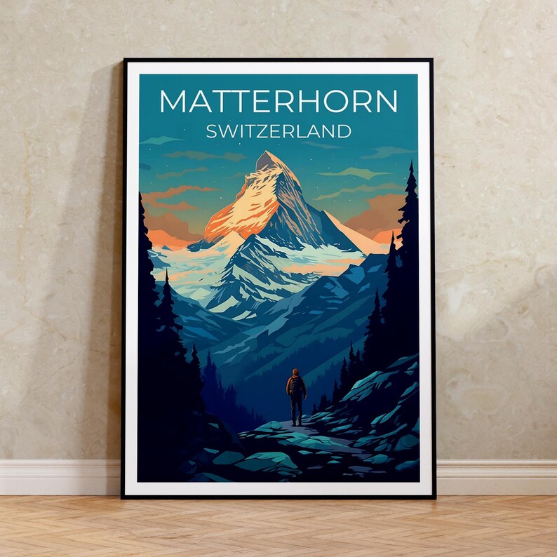 Matterhorn Travel Poster, Switzerland Wall Art, Switzerland Print, Matterhorn Poster, Mountain Poster, Nature Poster, Matterhorn Art