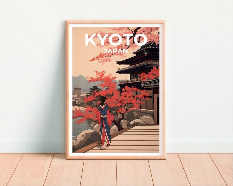 Kyoto Travel Poster, Japan Wall Art, Japan Print, Kyoto Poster, Japan Poster, Japanese Temple Poster, Kyoto Art