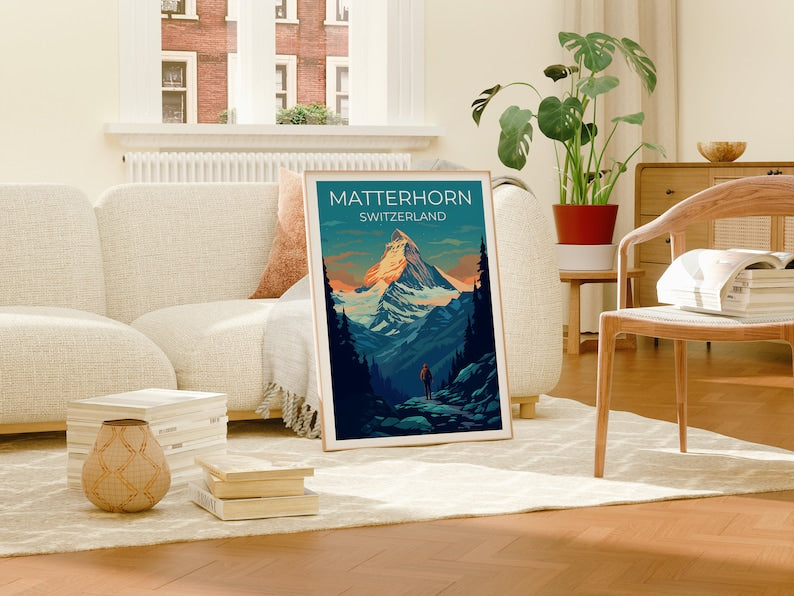Matterhorn Travel Poster, Switzerland Wall Art, Switzerland Print, Matterhorn Poster, Mountain Poster, Nature Poster, Matterhorn Art