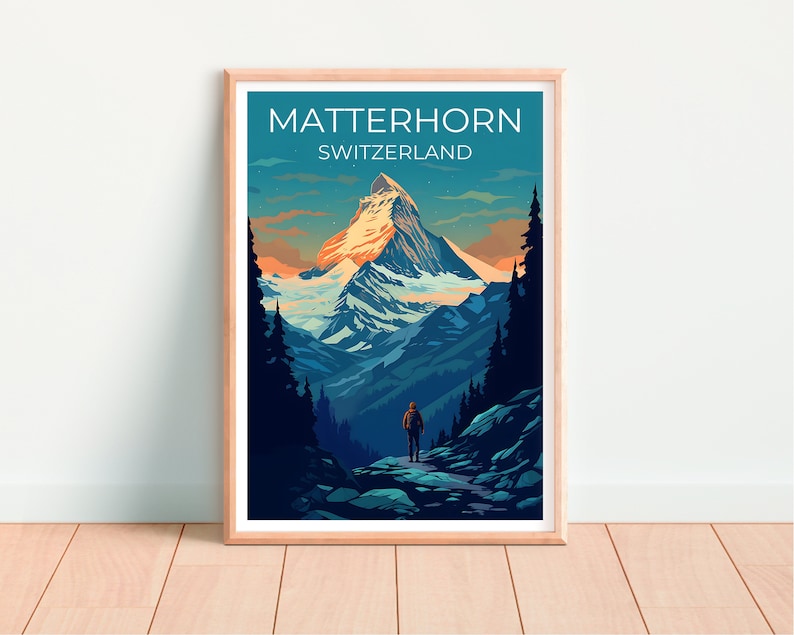 Matterhorn Travel Poster, Switzerland Wall Art, Switzerland Print, Matterhorn Poster, Mountain Poster, Nature Poster, Matterhorn Art