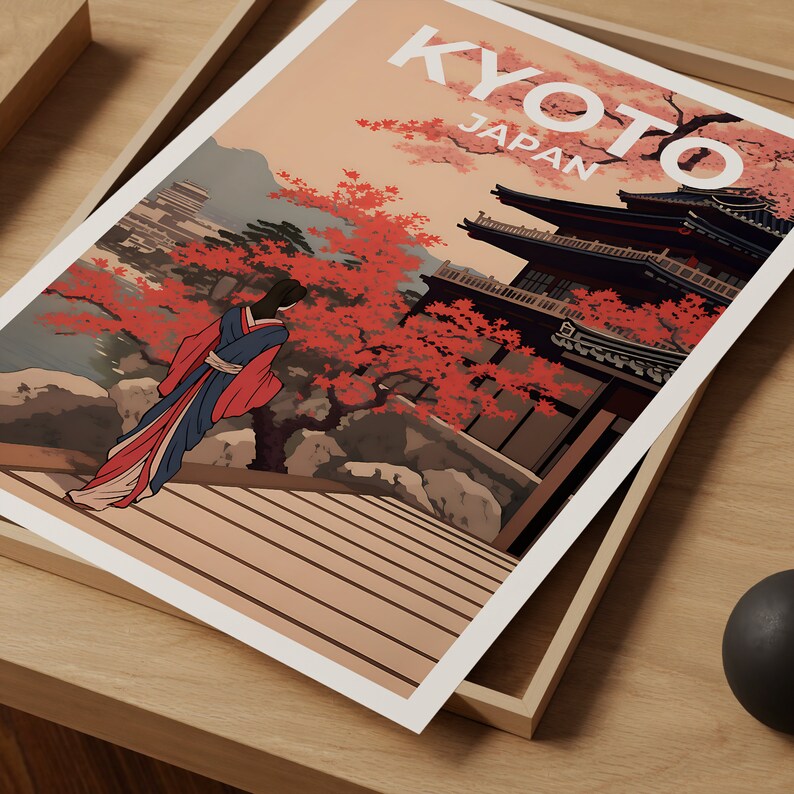 Kyoto Travel Poster, Japan Wall Art, Japan Print, Kyoto Poster, Japan Poster, Japanese Temple Poster, Kyoto Art
