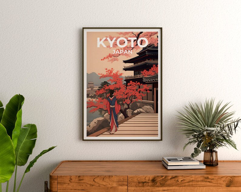Kyoto Travel Poster, Japan Wall Art, Japan Print, Kyoto Poster, Japan Poster, Japanese Temple Poster, Kyoto Art