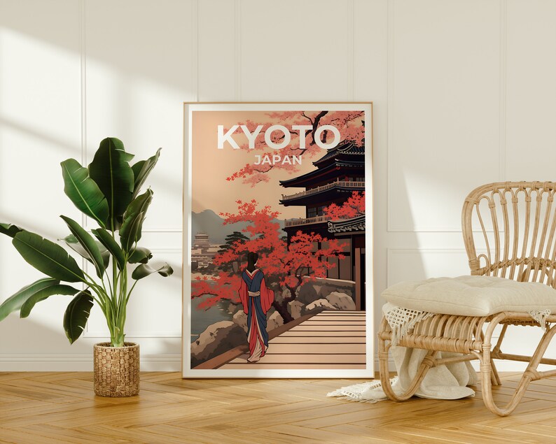 Kyoto Travel Poster, Japan Wall Art, Japan Print, Kyoto Poster, Japan Poster, Japanese Temple Poster, Kyoto Art