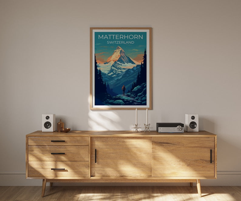 Matterhorn Travel Poster, Switzerland Wall Art, Switzerland Print, Matterhorn Poster, Mountain Poster, Nature Poster, Matterhorn Art