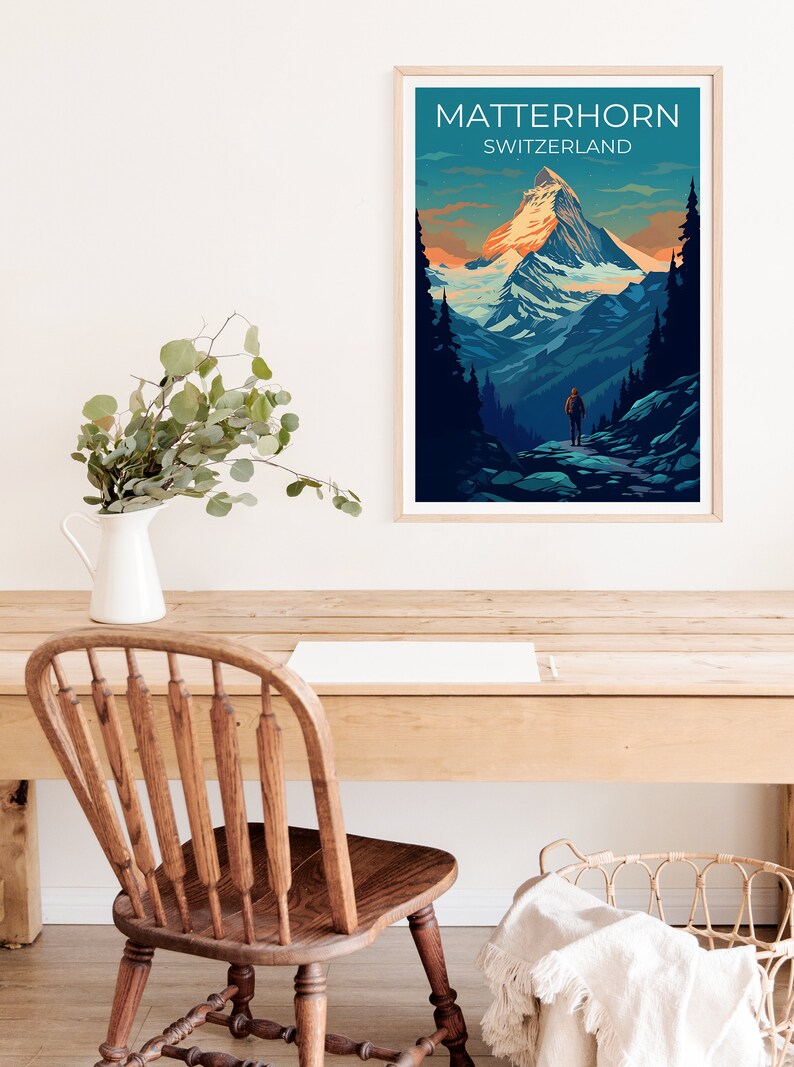 Matterhorn Travel Poster, Switzerland Wall Art, Switzerland Print, Matterhorn Poster, Mountain Poster, Nature Poster, Matterhorn Art