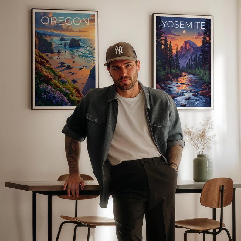 Affiche de voyage de l'Oregon, Art mural de la côte de l'Oregon, Impression de la côte de l'Oregon, Affiche de l'Oregon, Affiche de la côte de l'Oregon, Affiche de plage, Art de l'Oregon