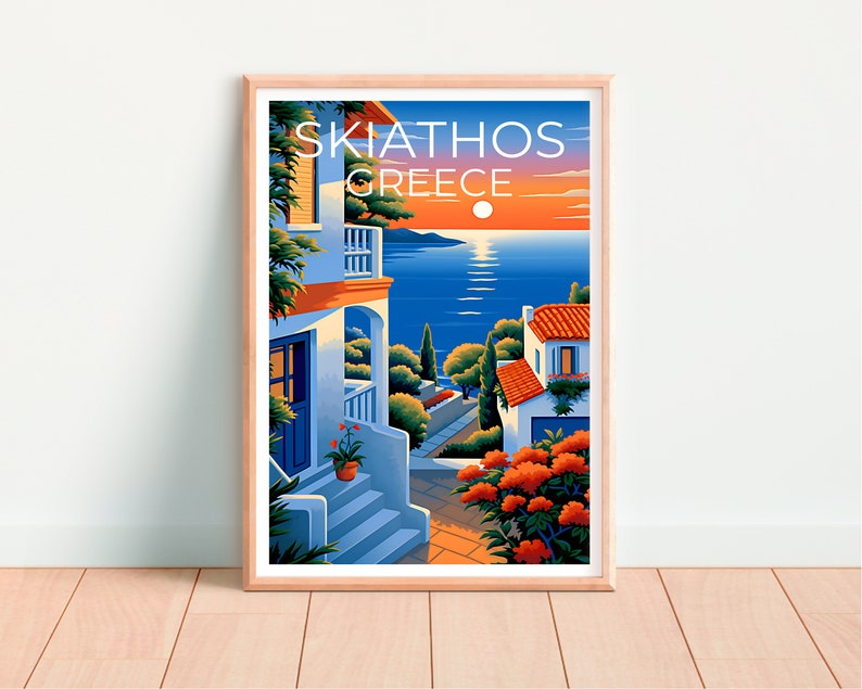 Skiathos Travel Poster, Greece Wall Art, Greece Print, Skiathos Poster, Greece Poster, Europe Poster, Skiathos Print