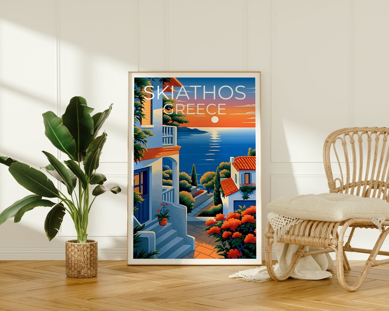 Skiathos Travel Poster, Greece Wall Art, Greece Print, Skiathos Poster, Greece Poster, Europe Poster, Skiathos Print
