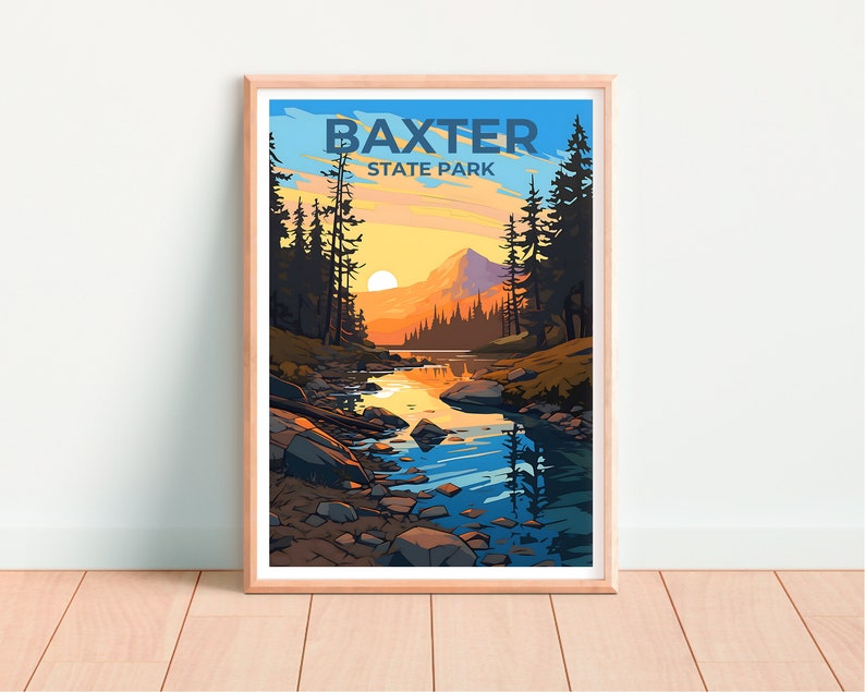 Baxter Travel Poster, Maine Wall Art, Maine Print, Baxter Poster, Nature Poster, Maine Poster