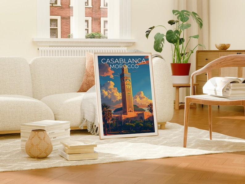 Casablanca Poster, Casablanca Print, Morocco Art, Morocco Print, Casablanca Travel Poster, Africa Poster, Middle East Poster