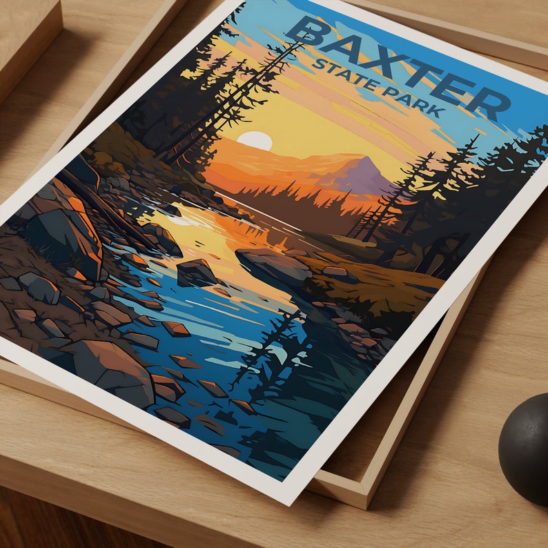 Baxter Reiseposter, Maine Wandkunst, Maine Druck, Baxter Poster, Natur Poster, Maine Poster
